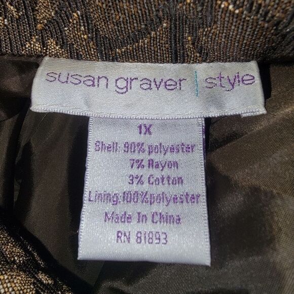 Susan Graver Fully Lined Tonal Jacquard Jacket Blazer size 1x - Picture 8 of 8